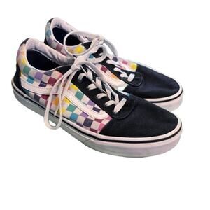 Vans Old Skool Black White Rainbow Checkerboard Skate Shoes Women’s 6 pride